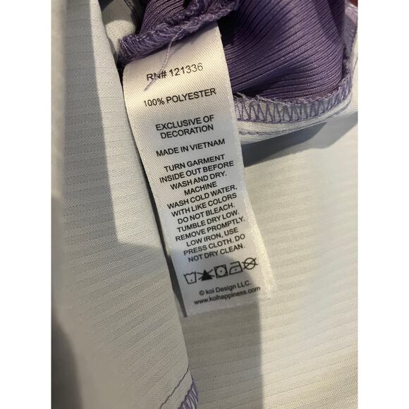 Koi Lite Women’s Scrub Top Medium Slim Fit Ombre Purple Blue V-Neck Pockets - Picture 5 of 7